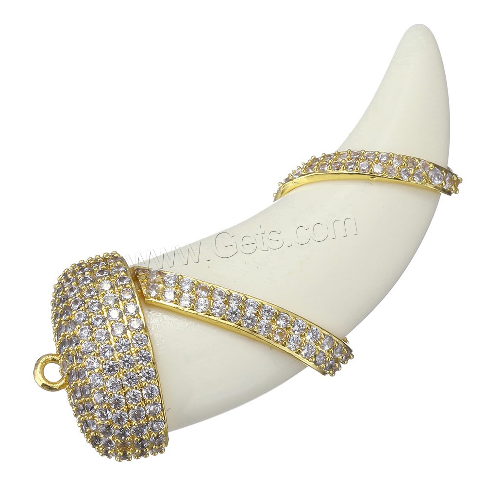Synthetic Ivory Pendant, with Brass, plated, different styles for choice & micro pave cubic zirconia, 21x48x13.5mm, Hole:Approx 2mm, Sold By PC