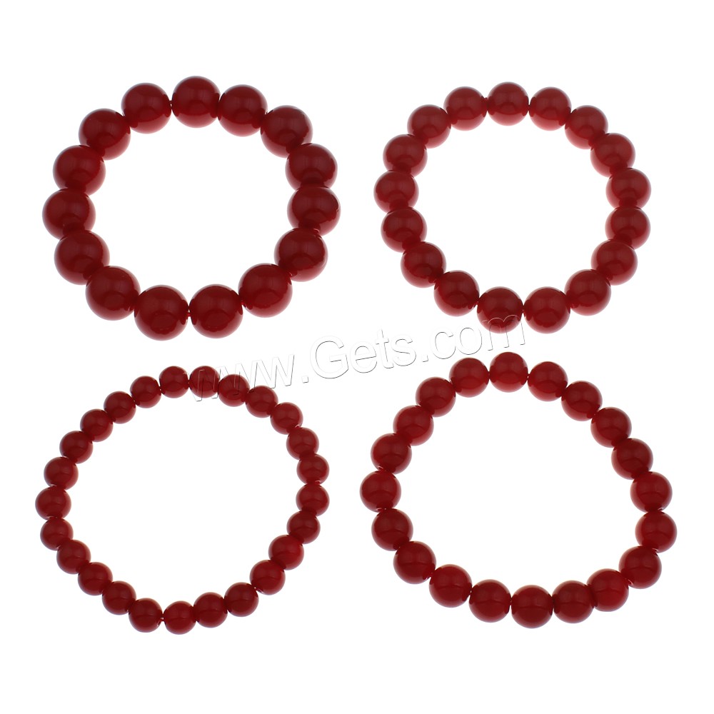 Synthetic Coral Bracelets, Round, different size for choice & for woman, Length:Approx 7.5 Inch, Sold By Strand