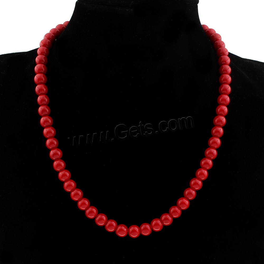 Synthetic Coral Necklace, Round, different size for choice & for woman, Length:Approx 17.5 Inch, Sold By Strand