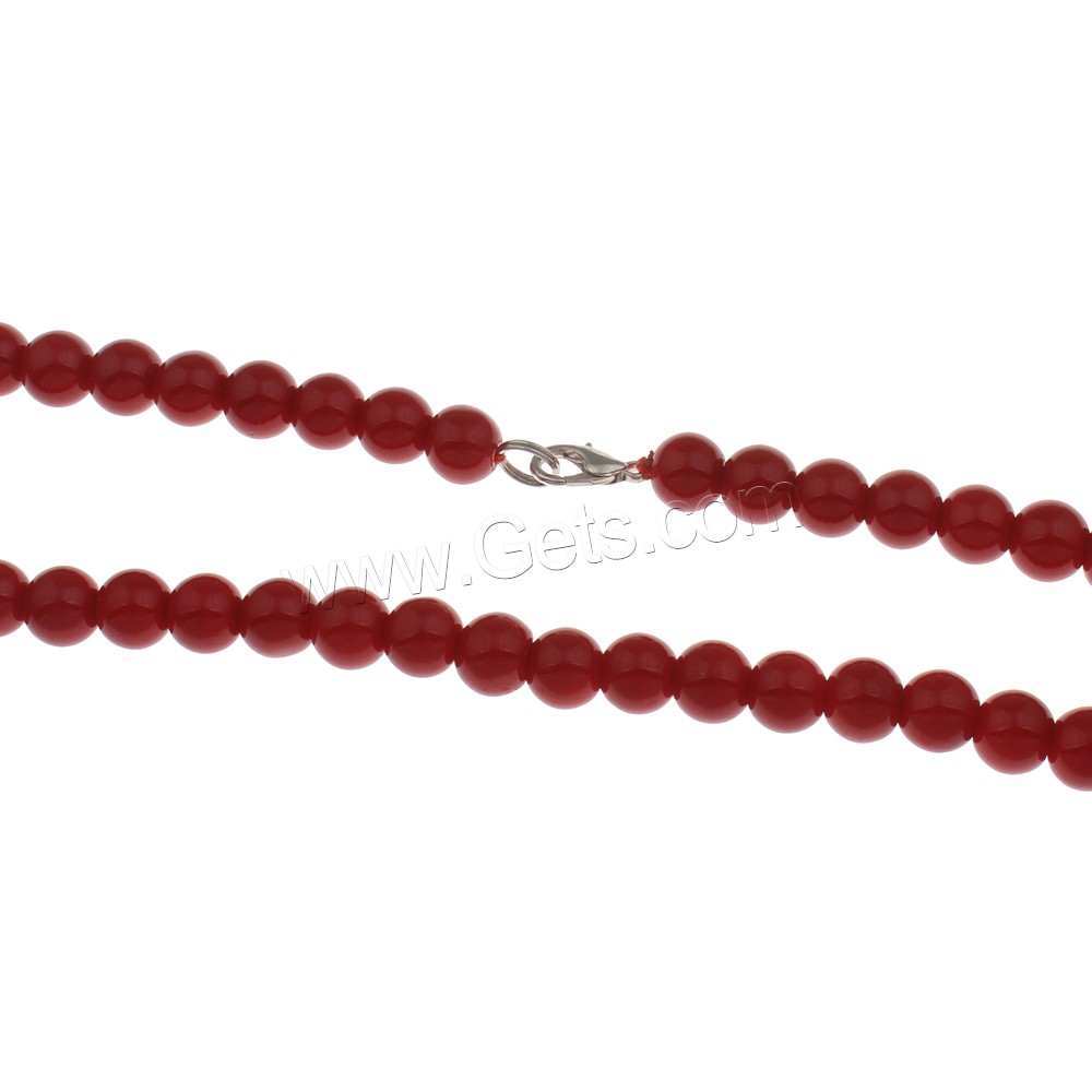 Synthetic Coral Necklace, Round, different size for choice & for woman, Length:Approx 17.5 Inch, Sold By Strand