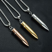 Stainless Steel Bullet Pendant, plated, for man Approx 3-5mm 