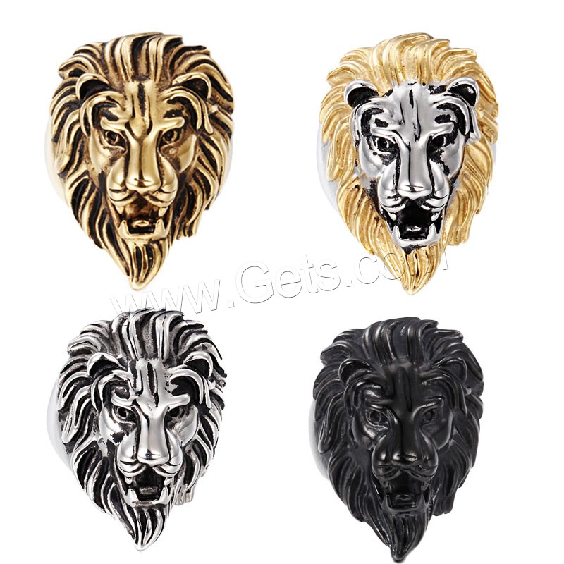 Men Stainless Steel Ring in Bulk, Lion, plated, different size for choice & for man & blacken, more colors for choice, 25x30mm, 5mm, Sold By PC