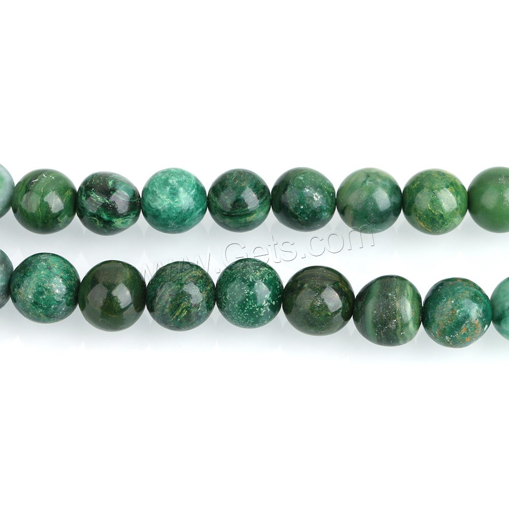 Afrikanische Jade, rund, natürlich, verschiedene Größen vorhanden, Bohrung:ca. 0.5-2mm, Länge:ca. 15 ZollInch, verkauft von Strang