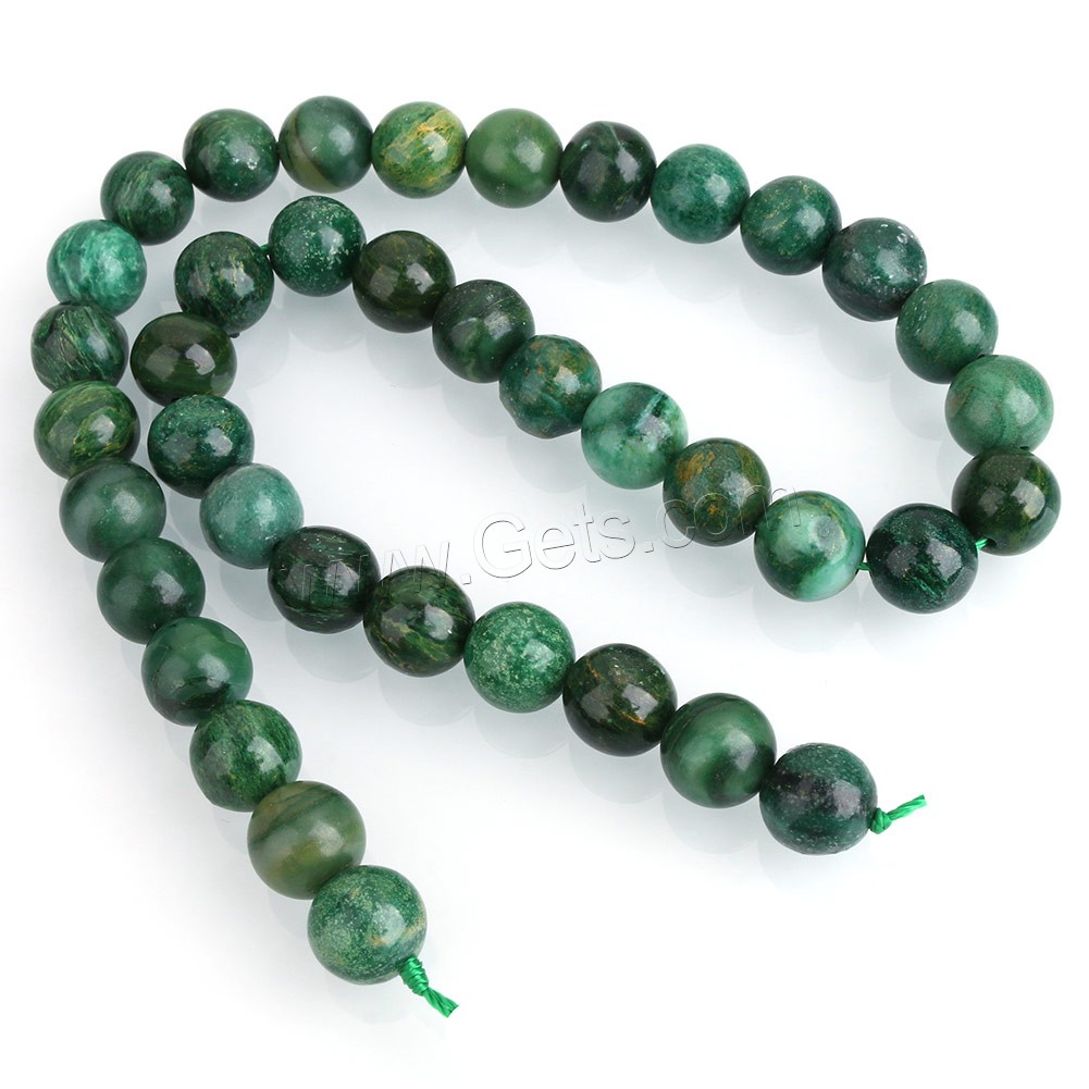 Afrikanische Jade, rund, natürlich, verschiedene Größen vorhanden, Bohrung:ca. 0.5-2mm, Länge:ca. 15 ZollInch, verkauft von Strang