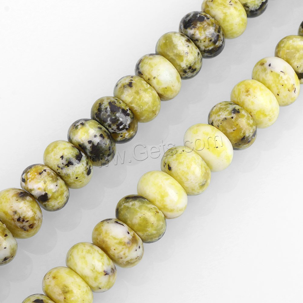 gelbe Türkis Perle, Rondell, verschiedene Größen vorhanden, Bohrung:ca. 0.5-2mm, Länge:ca. 15.5 ZollInch, verkauft von Strang