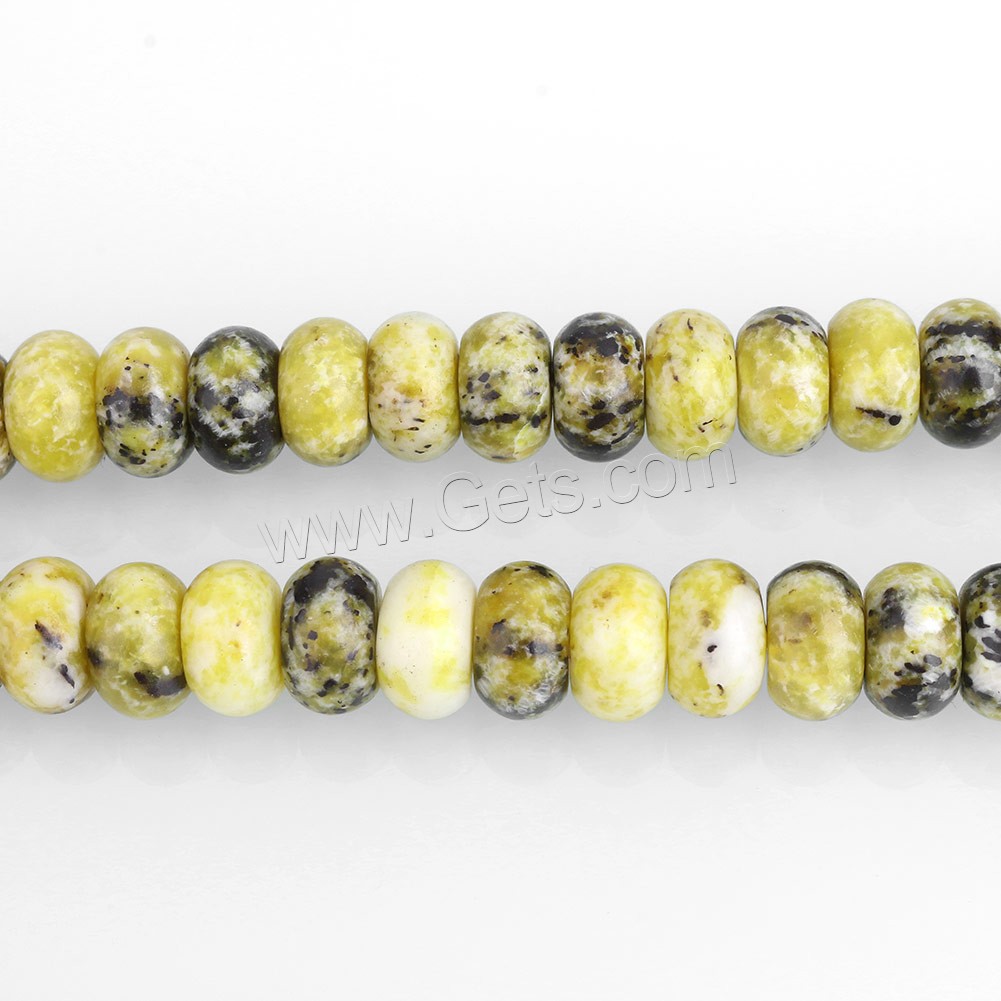 gelbe Türkis Perle, Rondell, verschiedene Größen vorhanden, Bohrung:ca. 0.5-2mm, Länge:ca. 15.5 ZollInch, verkauft von Strang
