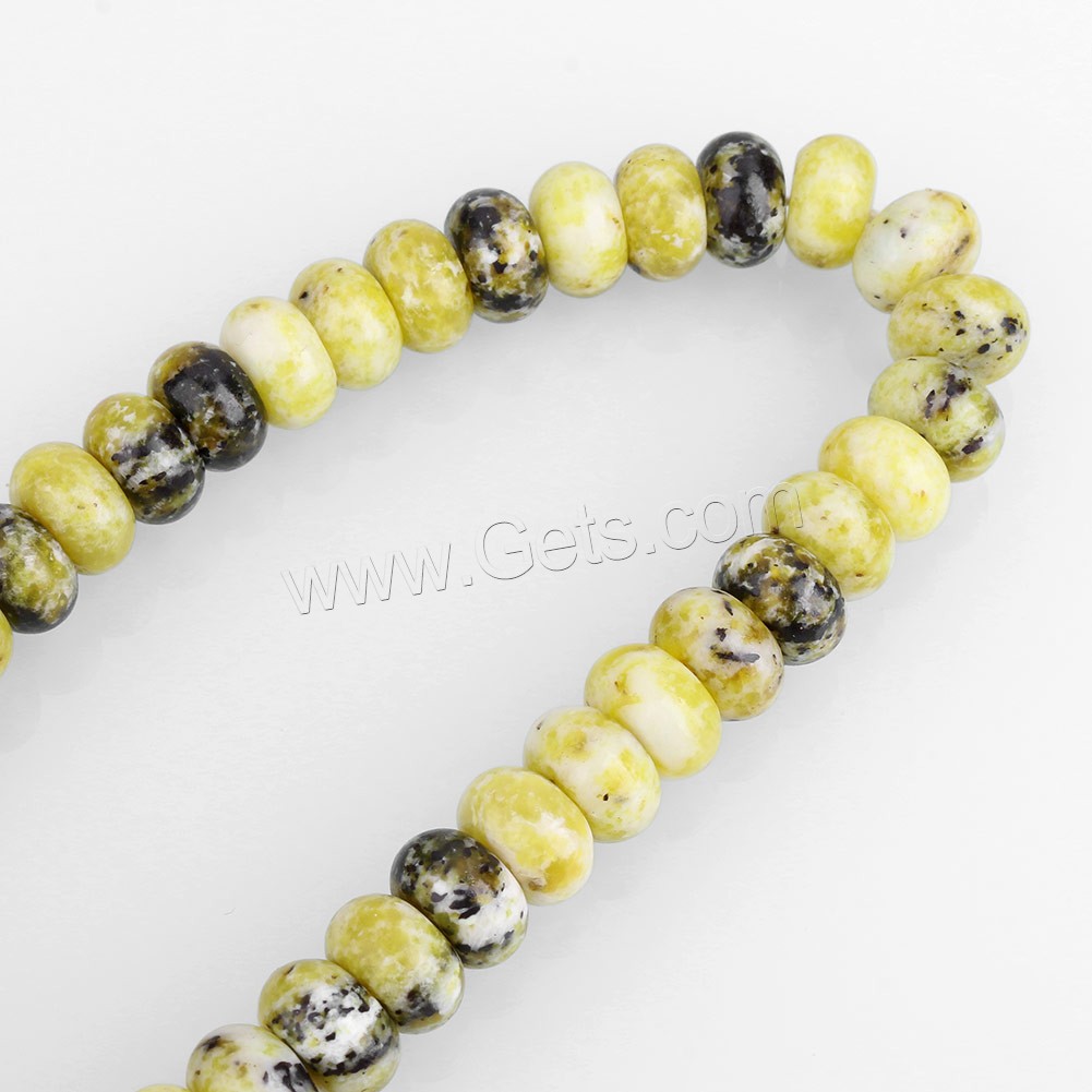 Yellow Turquoise Beads, Rondelle, different size for choice, Hole:Approx 0.5-2mm, Length:Approx 15.5 Inch, Sold By Strand
