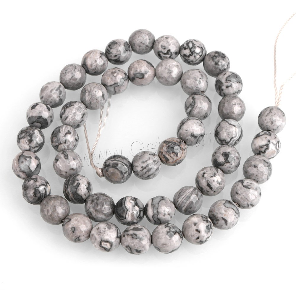 Map Stone Beads, Round, natural, different size for choice & faceted, Hole:Approx 0.5-2mm, Length:Approx 15 Inch, Sold By Strand
