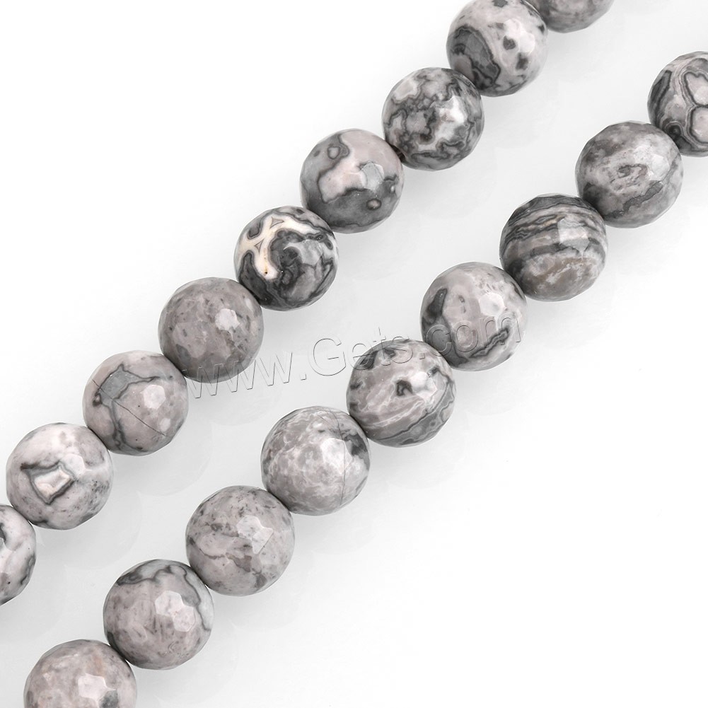Map Stone Beads, Round, natural, different size for choice & faceted, Hole:Approx 0.5-2mm, Length:Approx 15 Inch, Sold By Strand
