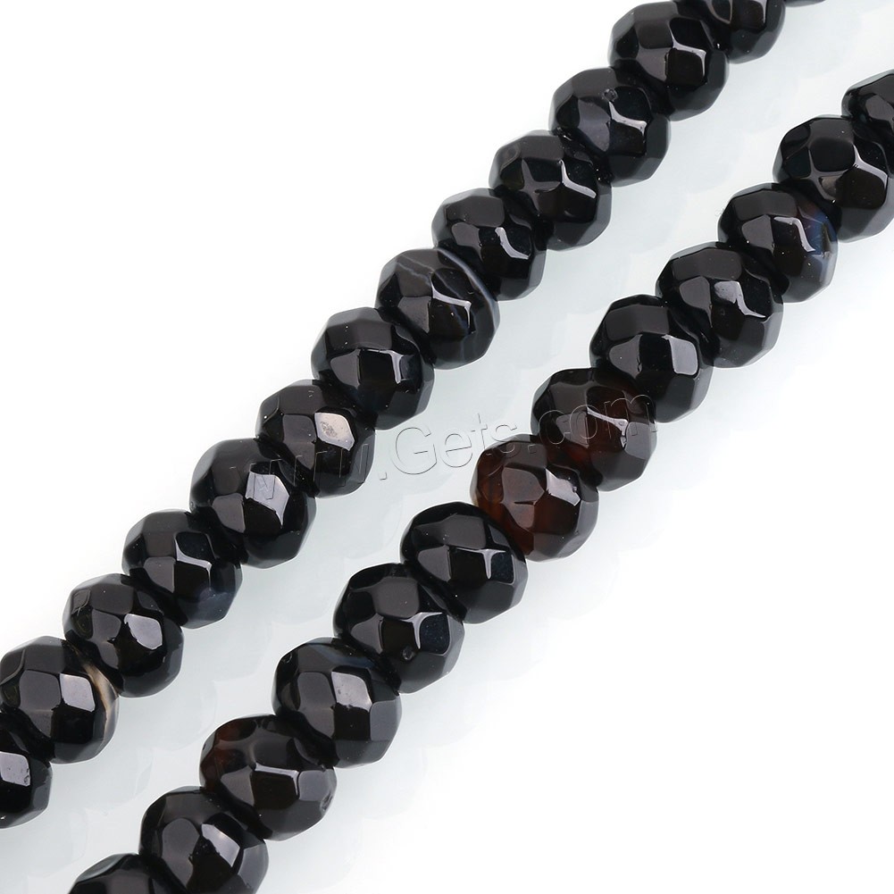 Abalorios de Ágata Negra, Toroidal, natural, teñido & diverso tamaño para la opción & facetas, agujero:aproximado 0.5-2mm, longitud:aproximado 15 Inch, Vendido por Sarta