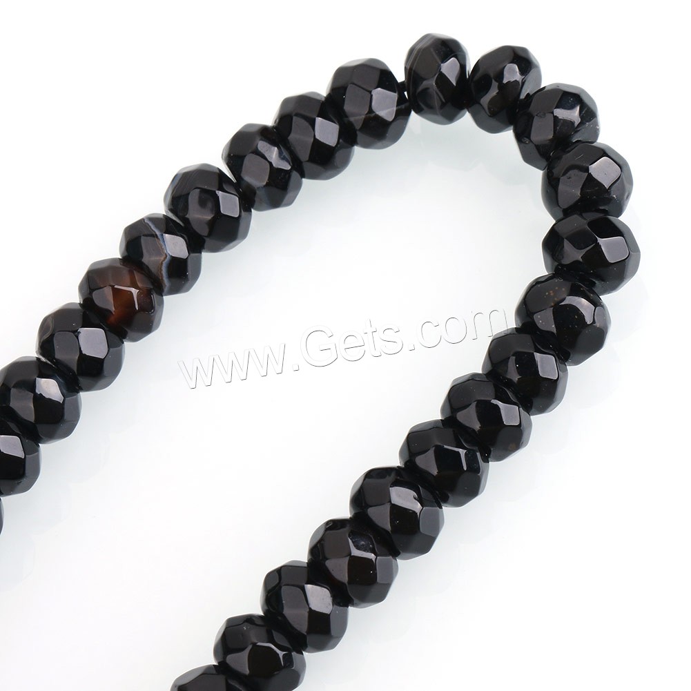Natural Black Agate Beads, Rondelle, dyed & different size for choice & faceted, Hole:Approx 0.5-2mm, Length:Approx 15 Inch, Sold By Strand