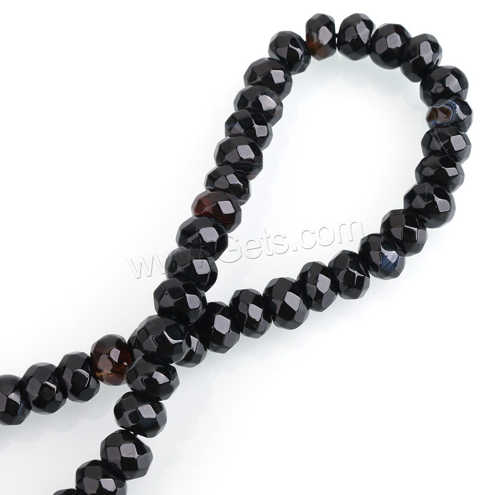 Natürliche schwarze Achat Perlen, Schwarzer Achat, Rondell, gefärbt & verschiedene Größen vorhanden & facettierte, Bohrung:ca. 0.5-2mm, Länge:ca. 15 ZollInch, verkauft von Strang