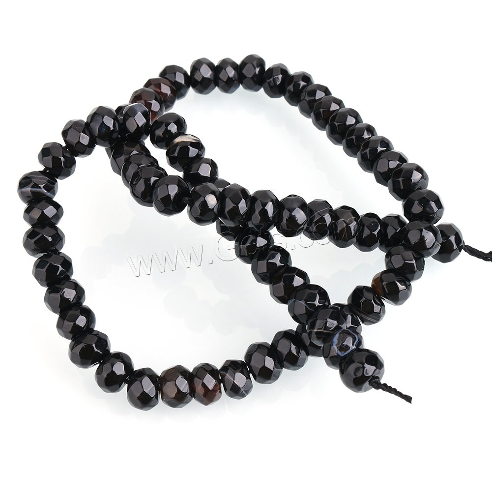 Natural Black Agate Beads, Rondelle, dyed & different size for choice & faceted, Hole:Approx 0.5-2mm, Length:Approx 15 Inch, Sold By Strand