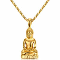 Buddhist Jewelry Pendant, Stainless Steel, Buddha, gold color plated, for man Approx 