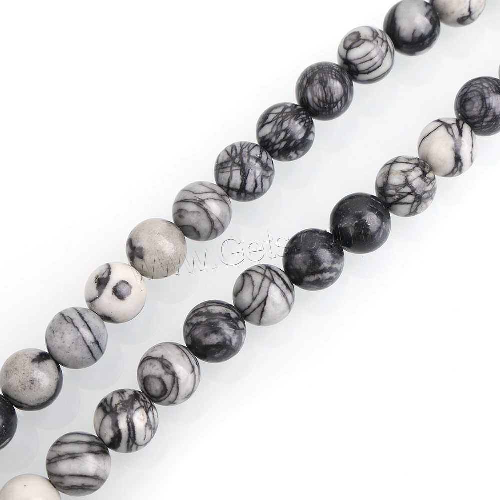 Black Silk Stone Bead, Network Stone, Round, natural, different size for choice, Hole:Approx 0.5-2mm, Length:Approx 15.5 Inch, Sold By Strand