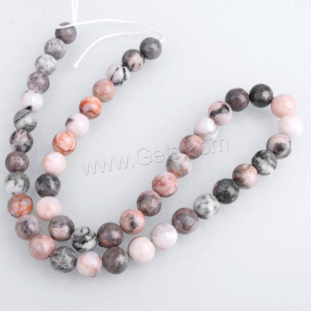 Zebra Jasper Bead, Round, natural, different size for choice, pink, Hole:Approx 0.5-2mm, Length:Approx 15.5 Inch, Sold By Strand