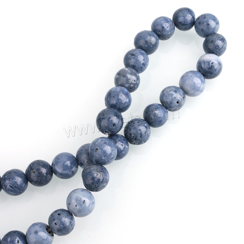 Natürliche Korallen Perlen, rund, verschiedene Größen vorhanden, blau, Bohrung:ca. 0.5-2mm, Länge:ca. 16 ZollInch, verkauft von Strang