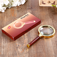 Magnifying Glasses & Magnifier, Glass, with Wood & Zinc Alloy, gold color plated, 700mm 