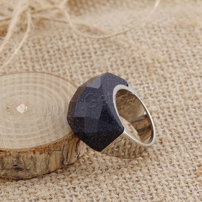 Men Stainless Steel Ring in Bulk, with Blue Goldstone, different size for choice & for man & faceted, original color, 30mm, Sold By PC
