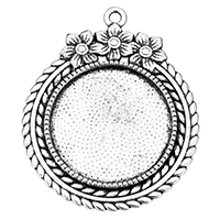 Zinc Alloy Pendant Cabochon Setting, Round, antique silver color plated Approx 2mm, Inner Approx 25mm 
