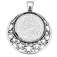 Zinc Alloy Pendant Cabochon Setting, Round, antique silver color plated Approx Inner Approx 25mm 