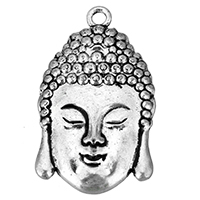 仏教ジュエリー ペンダント, 亜鉛合金, ブッダ, シルバーメッキ 穴:約 3mm, 売り手 パソコン