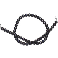 Potato Cultured Freshwater Pearl Beads, natural, black, Grade A, 7-8mm Approx 0.8mm Inch 