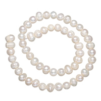 Potato Cultured Freshwater Pearl Beads, natural, white, Grade A, 7-8mm Approx 0.8mm .5 Inch 