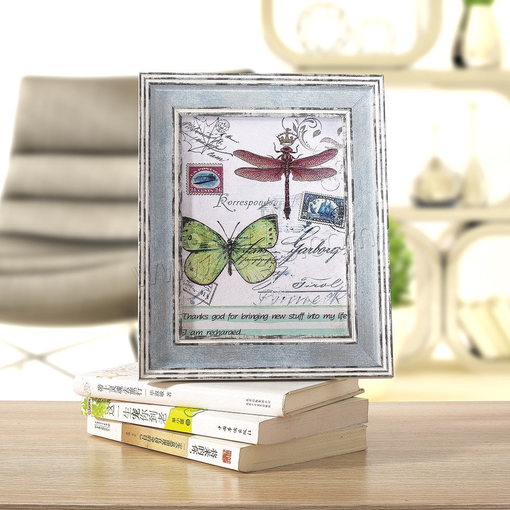 Plastic Photo Frame, Polystyrene, Rectangle, Tabletop Frame & different size for choice, Sold By PC