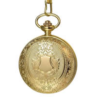 Reloj de Bolsillo, aleación de zinc, con Vidrio, Redondo aplanado, chapado en color dorado, unisexo, 46x10mm, 4mm, longitud:aproximado 14.1 Inch, Vendido por UD