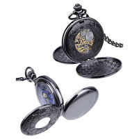 Pocket Watch, Zinc Alloy, with Glass, Flat Round, plated, Unisex 4mm Approx 14.9 Inch 