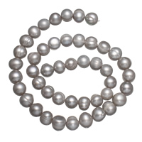 Perles de nacre rondes de culture d'eau douce, perle d'eau douce cultivée, naturel, gris, grade A, 8-9mm Environ 0.8mm pouce, Vendu par brin