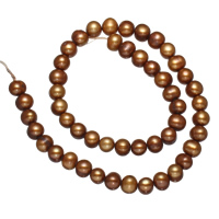 Perlas Patata Freshwater, Perlas cultivadas de agua dulce, color café, 8-9mm, agujero:aproximado 0.8mm, longitud:aproximado 15 Inch, Vendido por Sarta