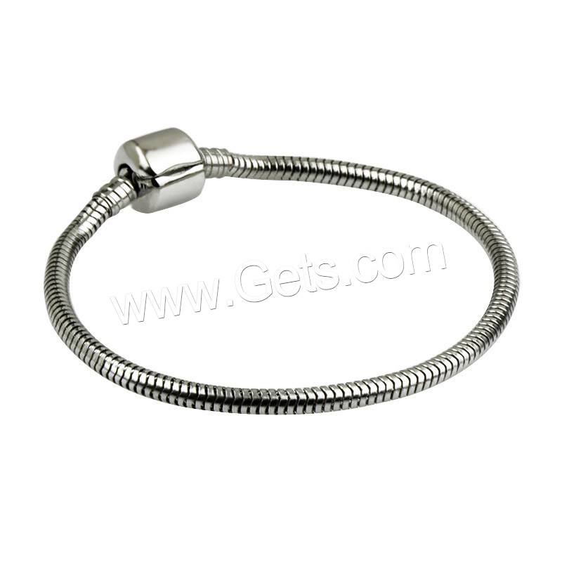 Stainless Steel European Bracelet Cord, different length for choice & snake chain & for woman, original color, Sold By Strand