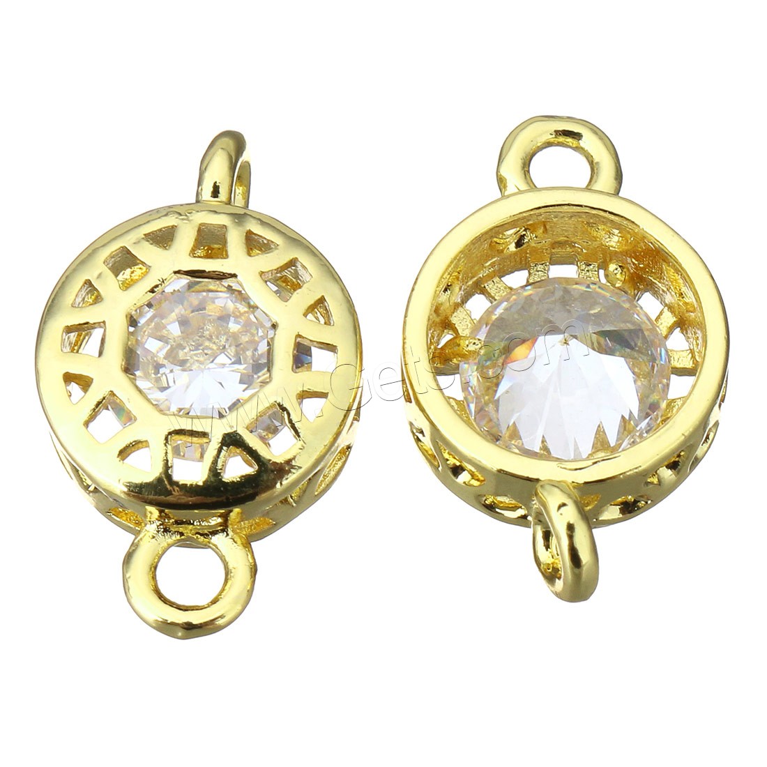Cubic Zirconia Brass Connector, with Cubic Zirconia, plated, different size for choice & 1/1 loop, more colors for choice, Sold By PC
