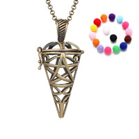 Brass Pregnant Ball Locket Sweater Necklace, with Sponge, Triangle, plated, Essential oil diffusion & rolo chain & for woman & hollow lead & cadmium free, 800mm Approx 31 Inch 