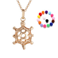 Brass Pregnant Ball Locket Sweater Necklace, with Sponge, Turtle, plated, Essential oil diffusion & rolo chain & for woman & hollow, lead & cadmium free, 800mm Approx 31 Inch 