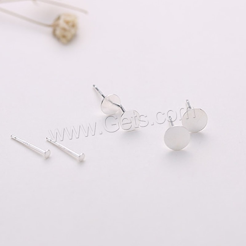 Sterling Silver Earring Stud Component, 925 Sterling Silver, silver color plated, different size for choice, 10PCs/Bag, Sold By Bag