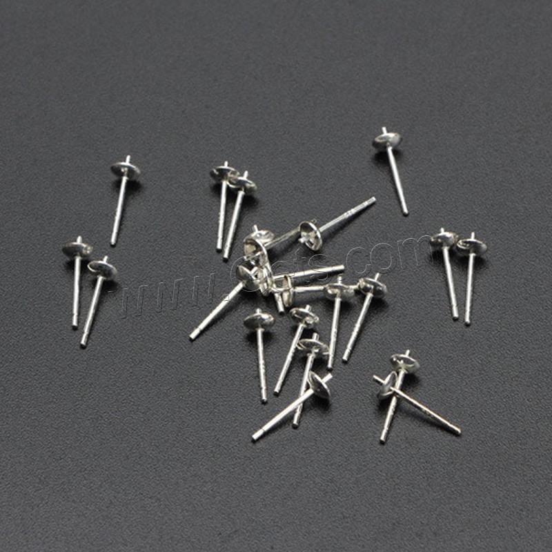Sterling Silver Earring Stud Component, 925 Sterling Silver, silver color plated, different size for choice, 10Pairs/Bag, Sold By Bag