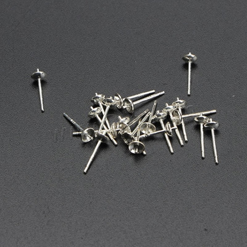 Sterling Silver Earring Stud Component, 925 Sterling Silver, silver color plated, different size for choice, 10Pairs/Bag, Sold By Bag