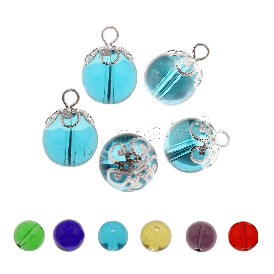 Crystal Jewelry Pendants, with 304 Stainless Steel, Round, different size for choice, more colors for choice, Hole:Approx 1.5mm, Sold By PC
