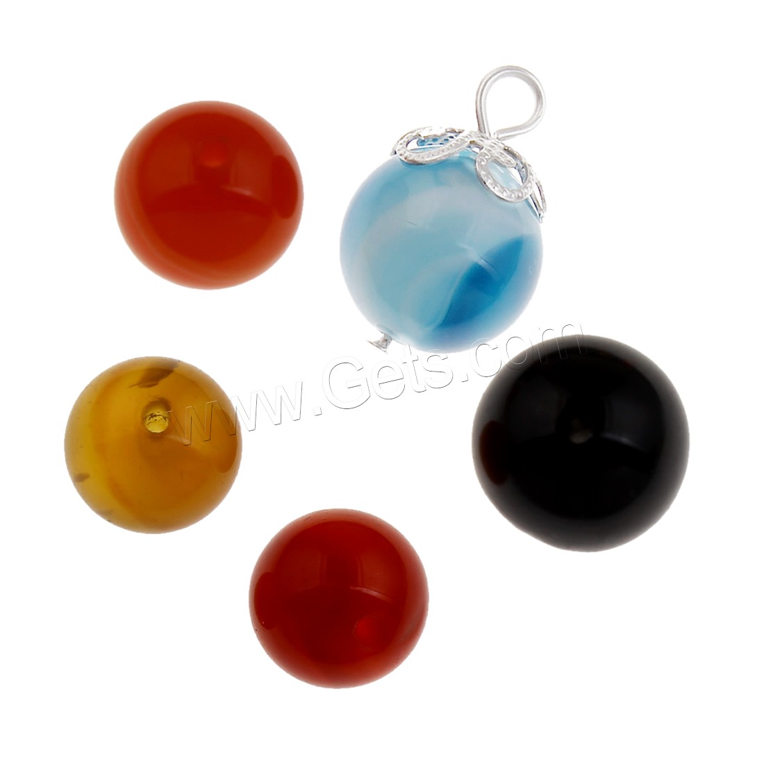 Gemstone Jewelry Pendant, with 304 Stainless Steel, Round, different materials for choice & different size for choice, Hole:Approx 1.5mm, Sold By PC