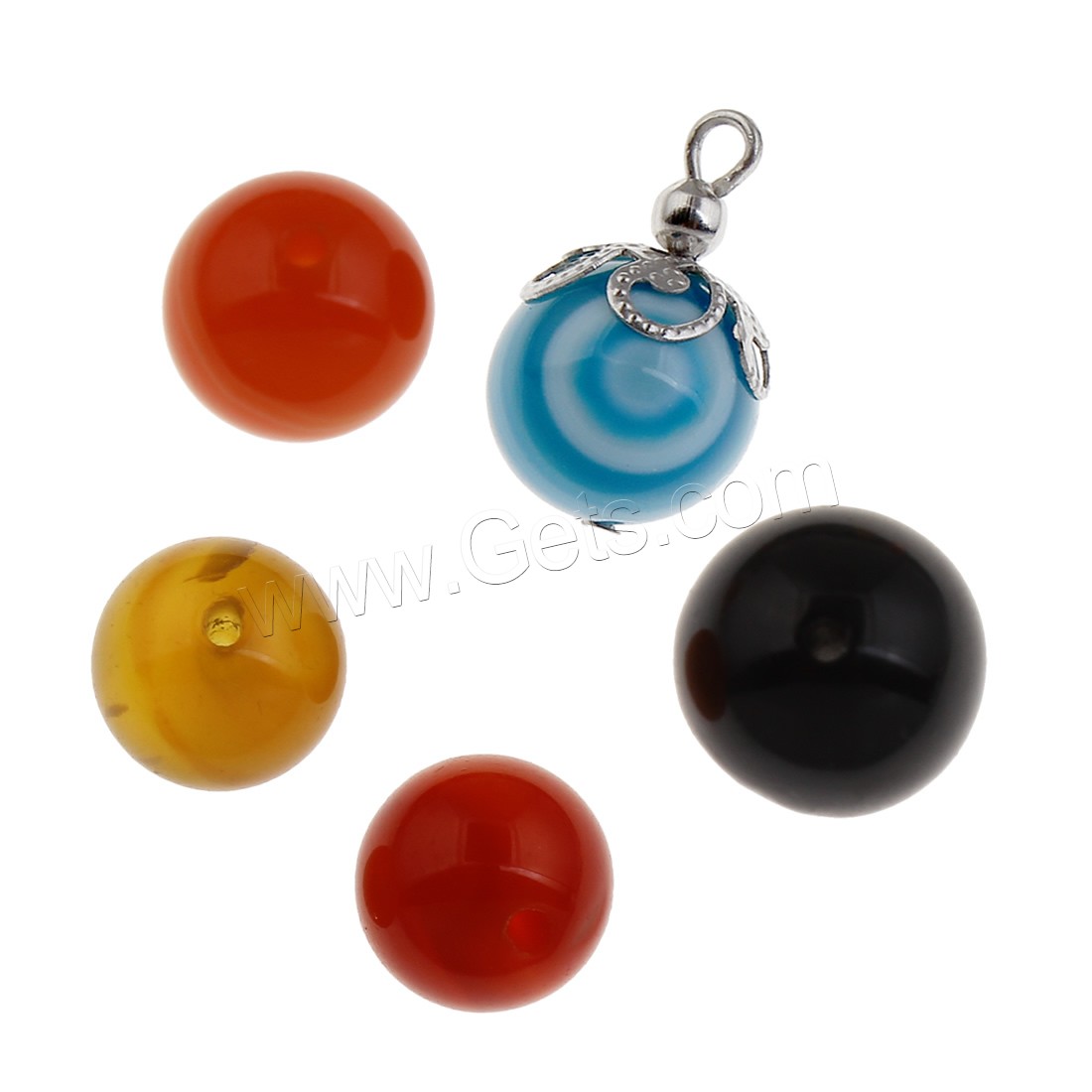Gemstone Jewelry Pendant, with 304 Stainless Steel, Round, different materials for choice & different size for choice, Hole:Approx 1.5mm, Sold By PC