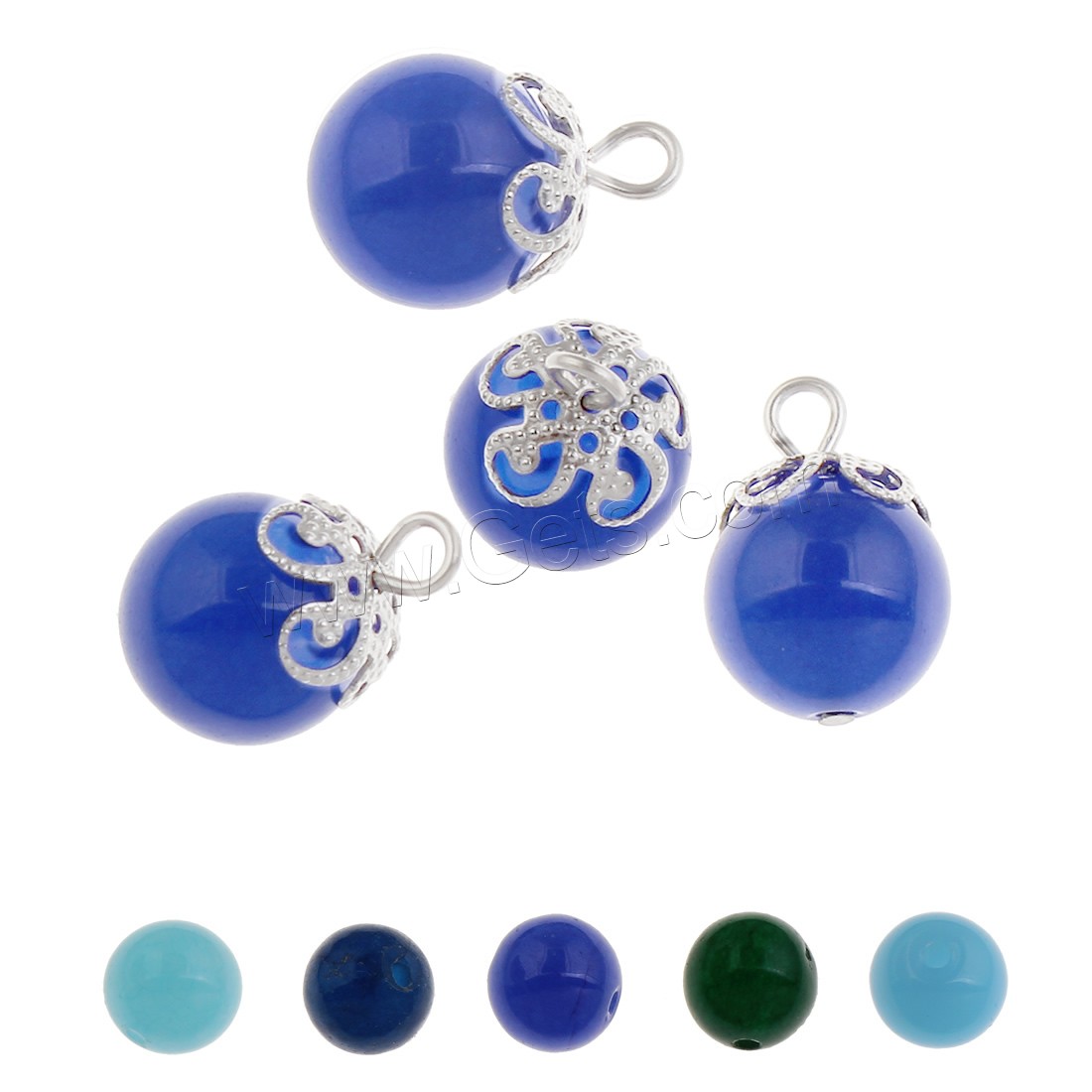 Mixed Gemstone Pendants, with 304 Stainless Steel, Round, different materials for choice & different size for choice, Hole:Approx 1.5mm, Sold By PC