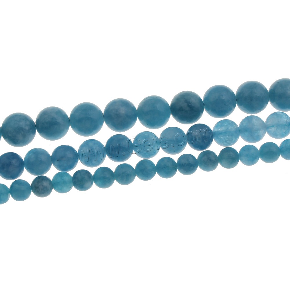 Aquamarin Perle, rund, März Birthstone & verschiedene Größen vorhanden, Bohrung:ca. 1mm, Länge:ca. 15.5 ZollInch, verkauft von Strang