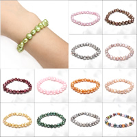 Perlen Armbänder, Natürliche kultivierte Süßwasserperlen, Barock, für Frau, keine, Grad AAA, 7-8mm, Länge:ca. 7.5 ZollInch, verkauft von Strang