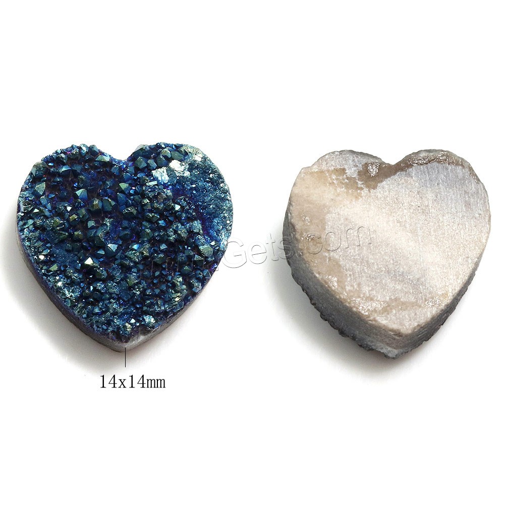 Ice Quartz Agate Cabochon, Heart, natural & druzy style & different size for choice & flat back, more colors for choice, Sold By PC