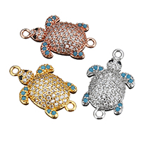 Cubic Zirconia Micro Pave Brass Connector, Turtle, plated, micro pave cubic zirconia & 1/1 loop Approx 2mm 