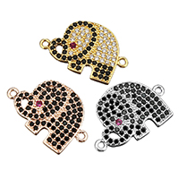 Cubic Zirconia Micro Pave Brass Connector, Elephant, plated, micro pave cubic zirconia & 1/1 loop Approx 1mm 