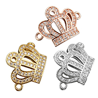Cubic Zirconia Micro Pave Brass Connector, Crown, plated, micro pave cubic zirconia & 1/1 loop & hollow Approx 1.5mm 